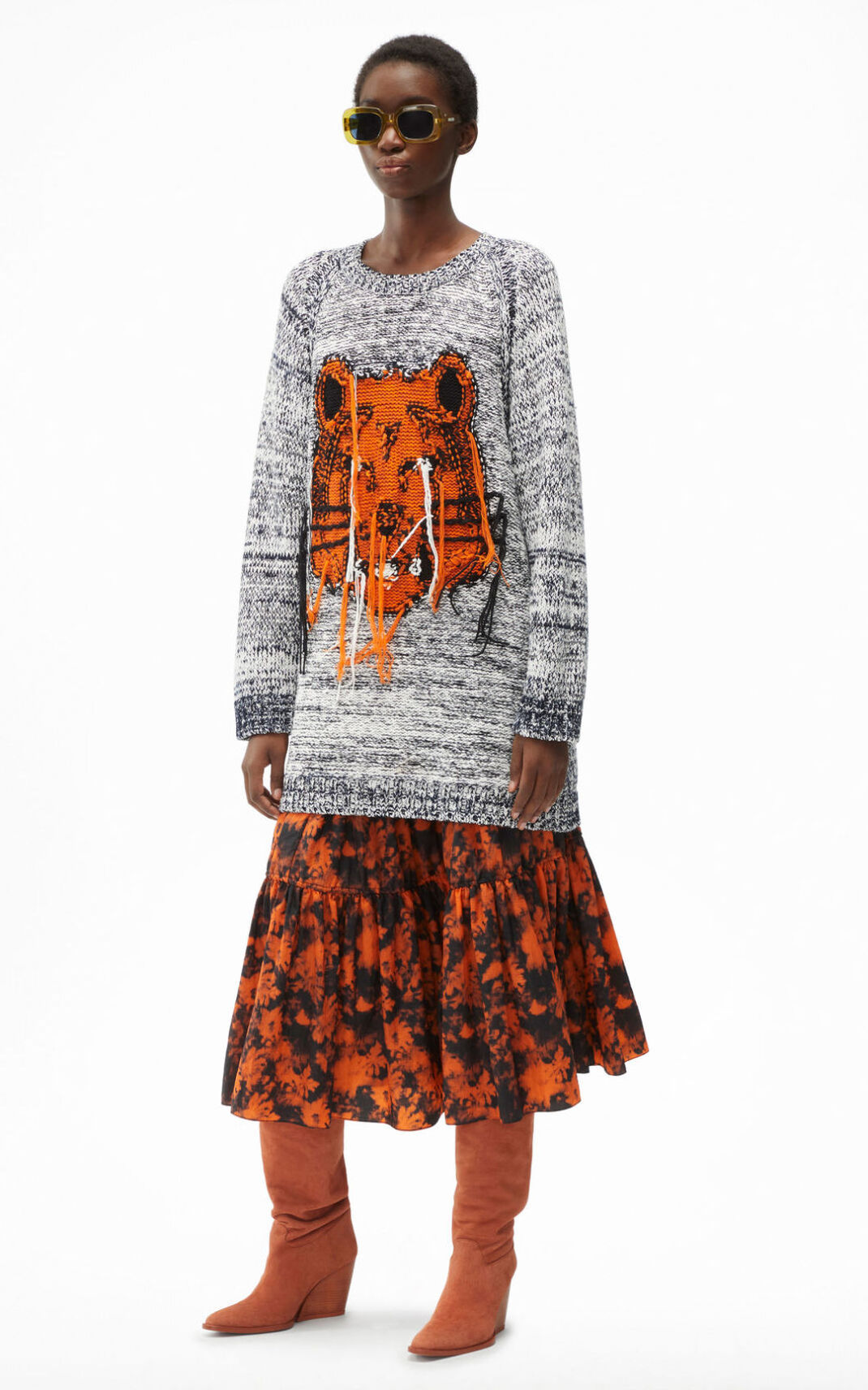 Vestido Kenzo Reversible K Tiger sweater Feminino - Cinzentas | 341DHSNWR